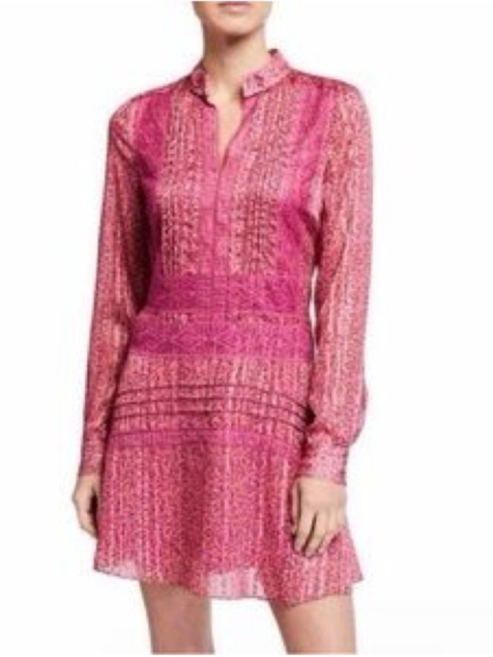 Derek Lam 10 Crosby Pink Printed Long-Sleeve Dress